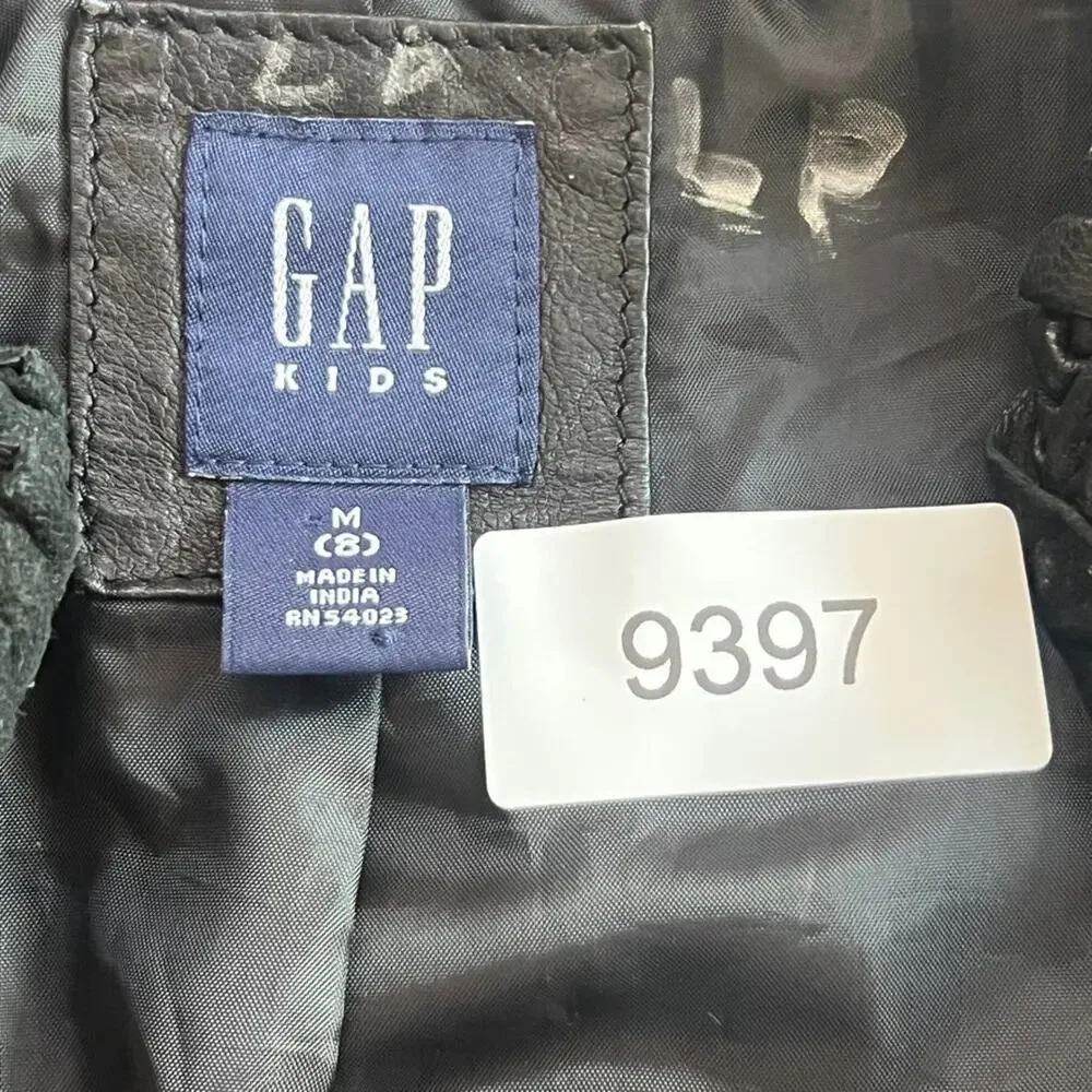GAP Kids Black Goat Leather Jacket Girl's Size M (8)
